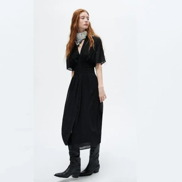 Zara Dresses Zara Dotted Mesh Midi Dress Sz Xs Nwt Poshmark